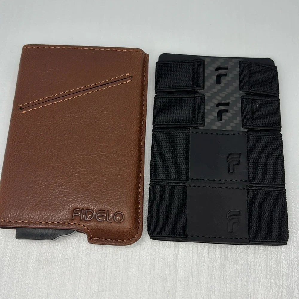 Fidelo Men’s Ultra Slim Hybrid Wallet card holder Dark Brown NWT
